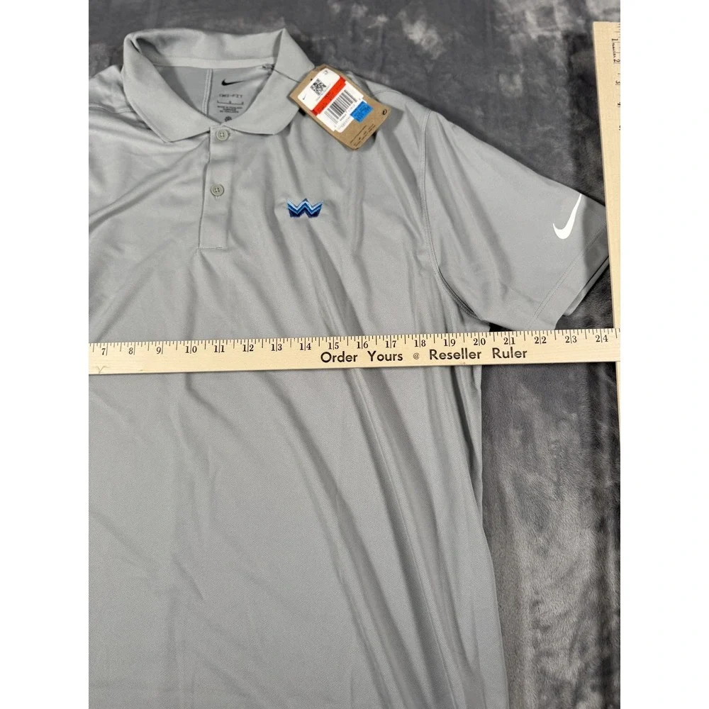 Nike Dri-FIT Men's Large Gray Polo Shirt Short Sleeve Collared Golf W Logo